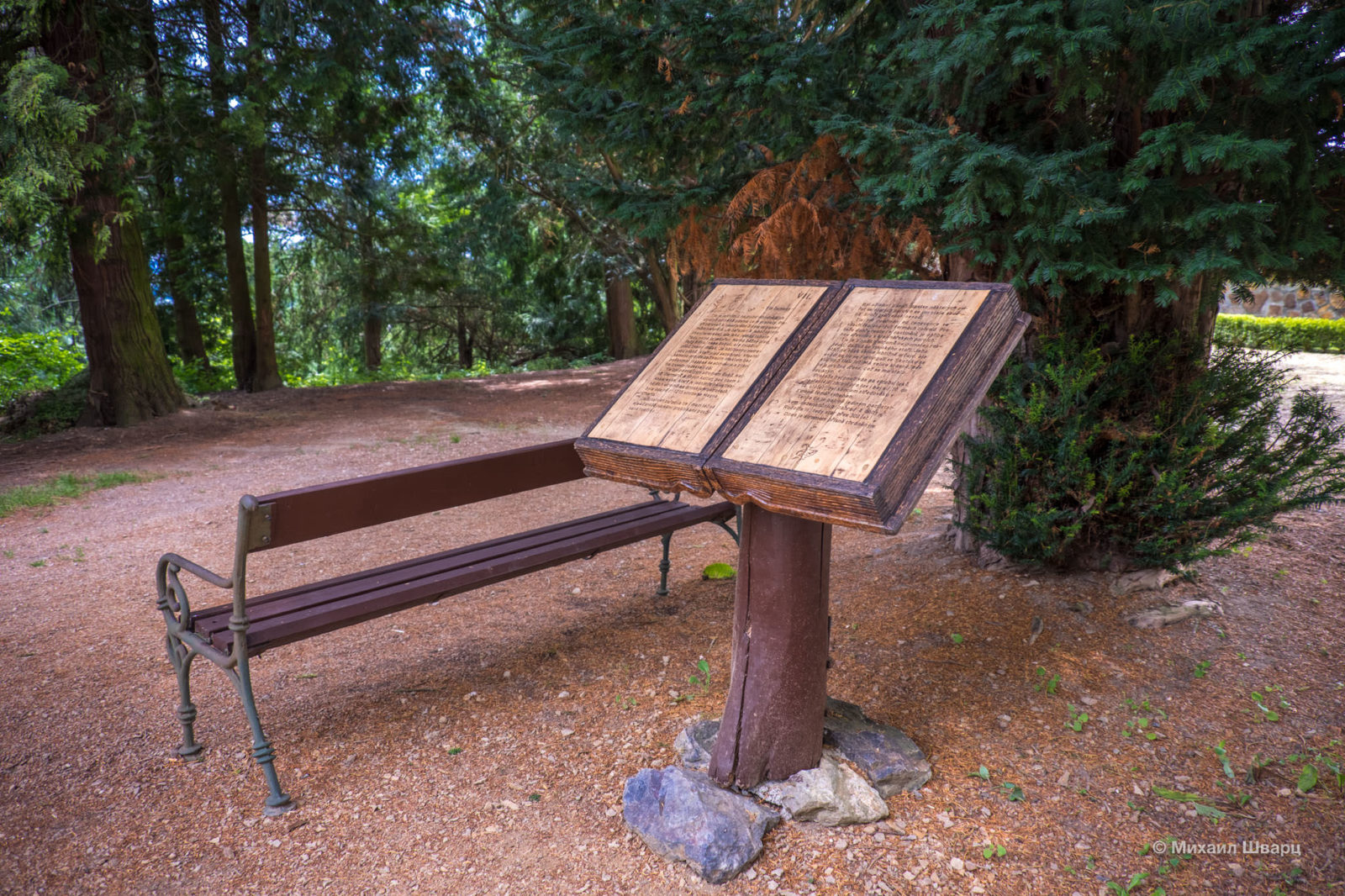 Деревянная книга в парке